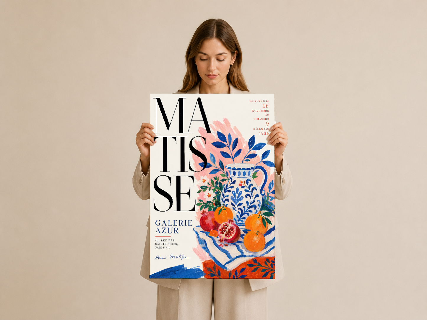 Matisse Galerie Azur posteri, canlı renkleri ve tipografik tasarımıyla duvar dekorasyonu için ideal.
