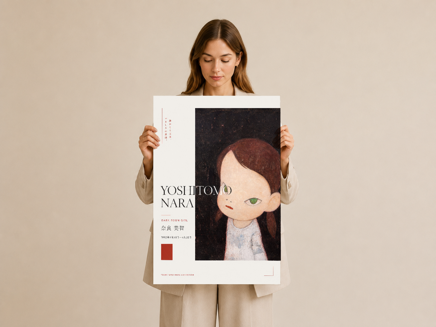 Yapılı duvar tablosunun elde tutulmuş hali, Nara sanat eseri, yağlı boya tekniği.