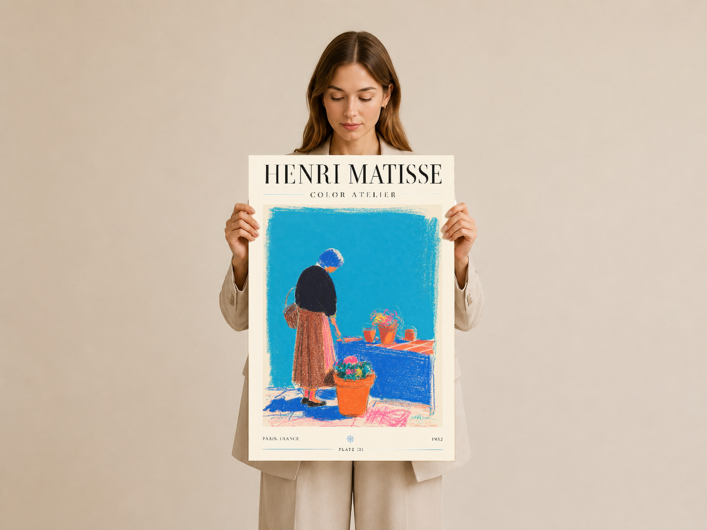 Henri Matisse Color Atelier duvar tablosu, canlı renkli baskısı ile modern sanat koleksiyonuna özgün bir katkı sağlıyor.
