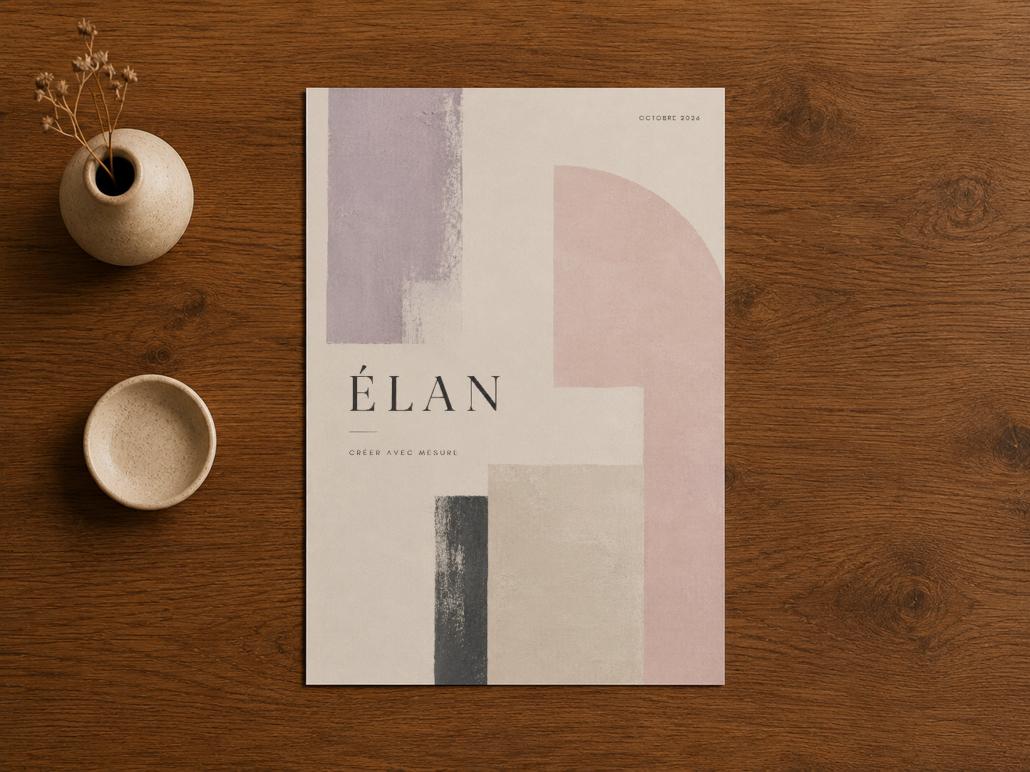 Élan duvar tablosu, sakin pastel tonlarında modern minimalist soyut sanat baskısı.