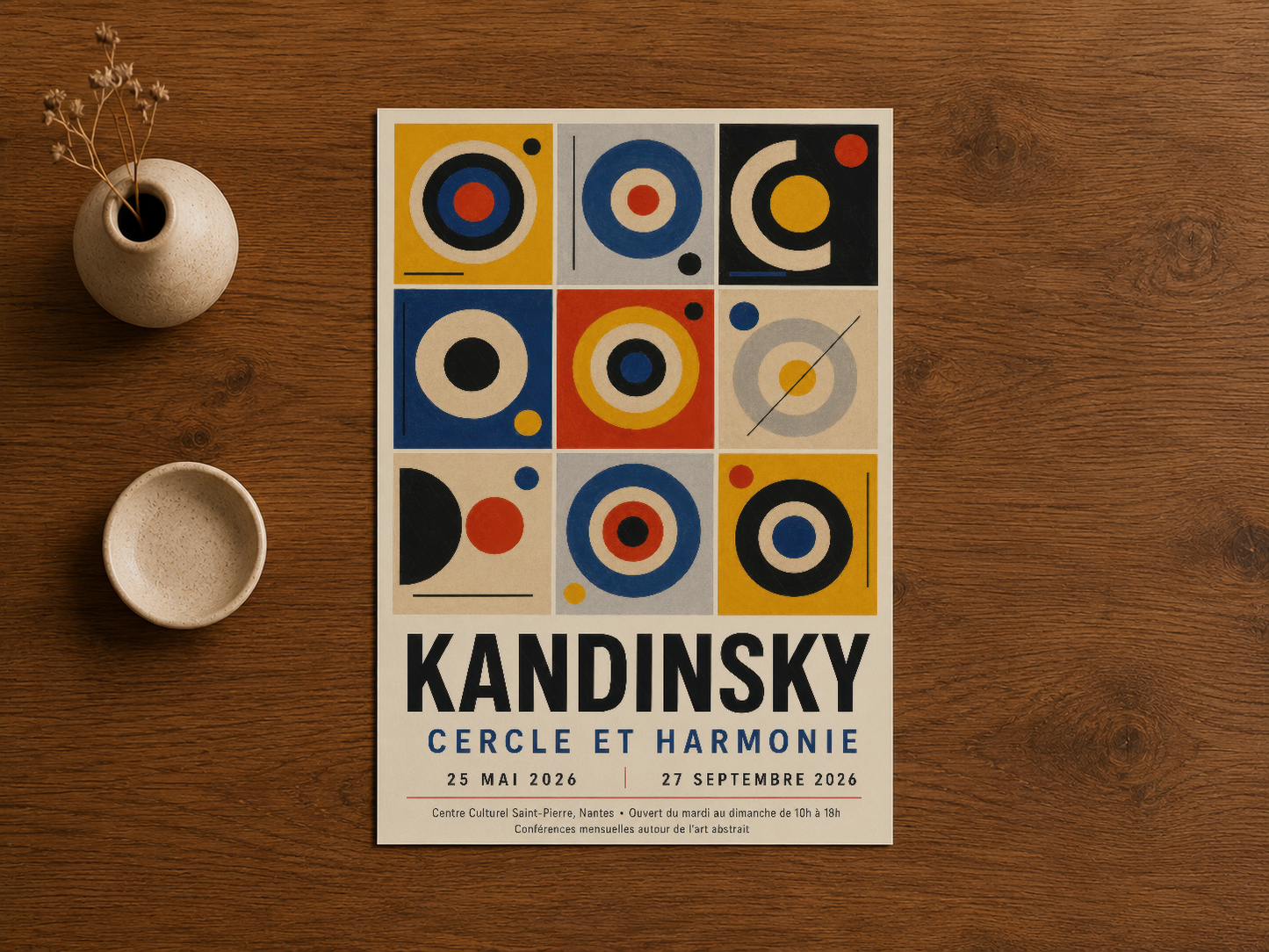 Kandinsky Çemberler ve Uyum tablosu, sanat yönetmeninin meşhur soyut döneminden esinlenen eser.