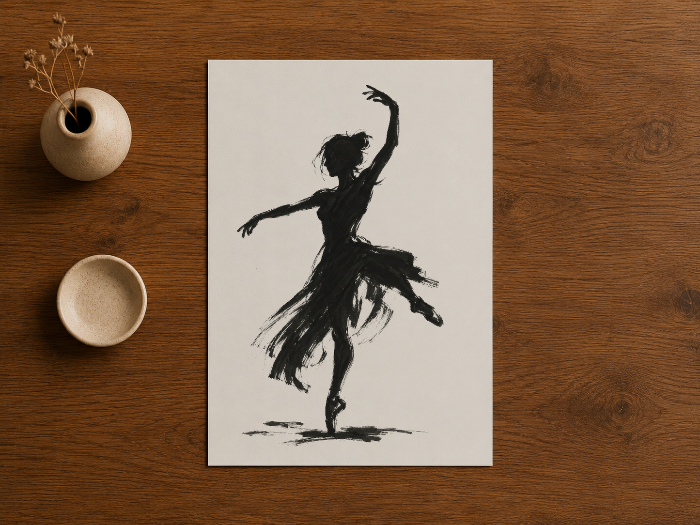 Dinamik hareket içeren dansçı figürü, şekilli entrieur dekorasyon stilinde sanat tablosu.
