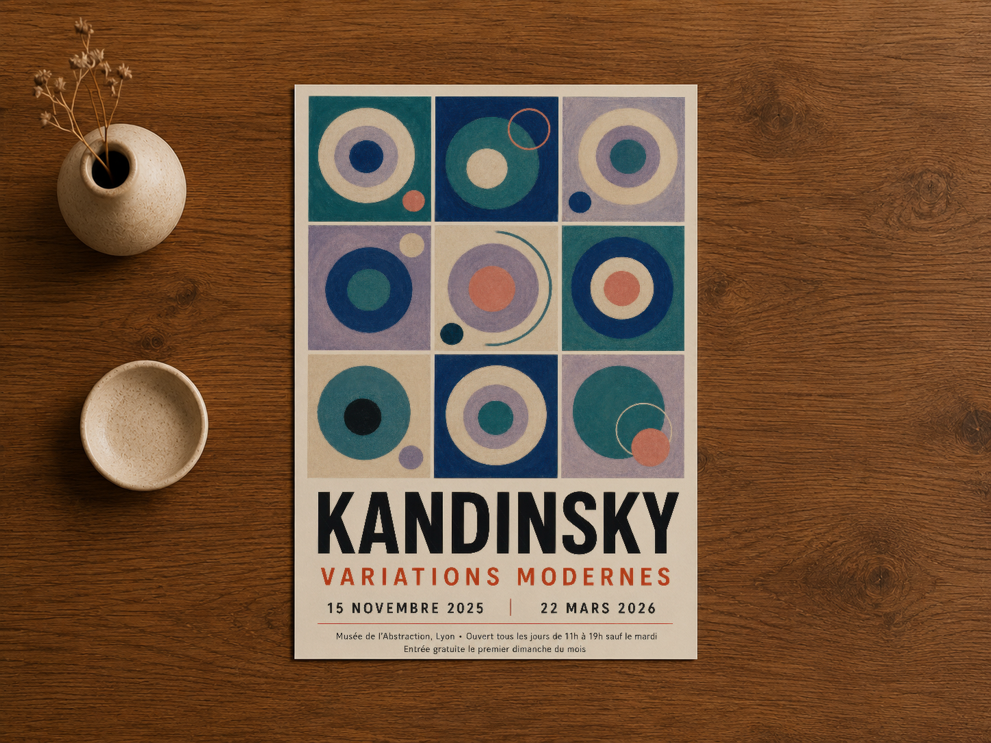 Kandinsky Variations Modernes tablosu, dokuz parçalı geometrik form kompozisyonu ile modern duvar dekorasyonu.