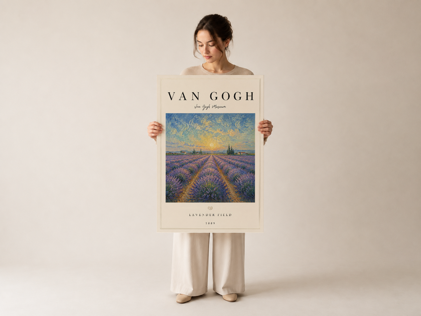Van Gogh Lavanta Tarlası duvar tablosu, çerçeveli versiyonunda, göz alıcı renklerle dekorasyona sanat ve kültür katmayı