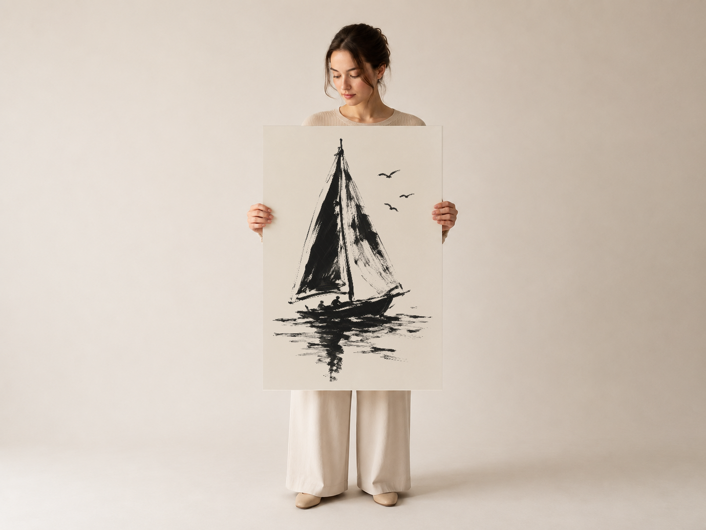 Sanat severler için yelkenli tekne baskısı, minimalist tasarım ve zarafet sunan poster.