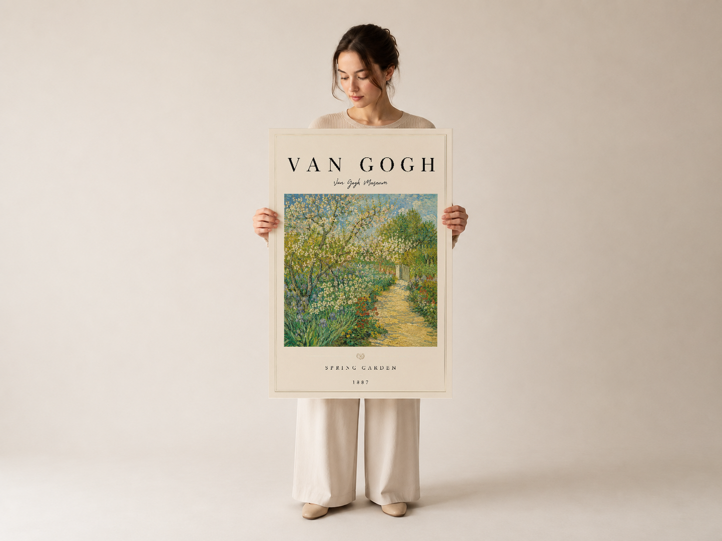 Van Gogh İlkbahar Bahçesi poster, 1887 tarihli eserin impresiyon stilinden sanat severlere ideal hediye.