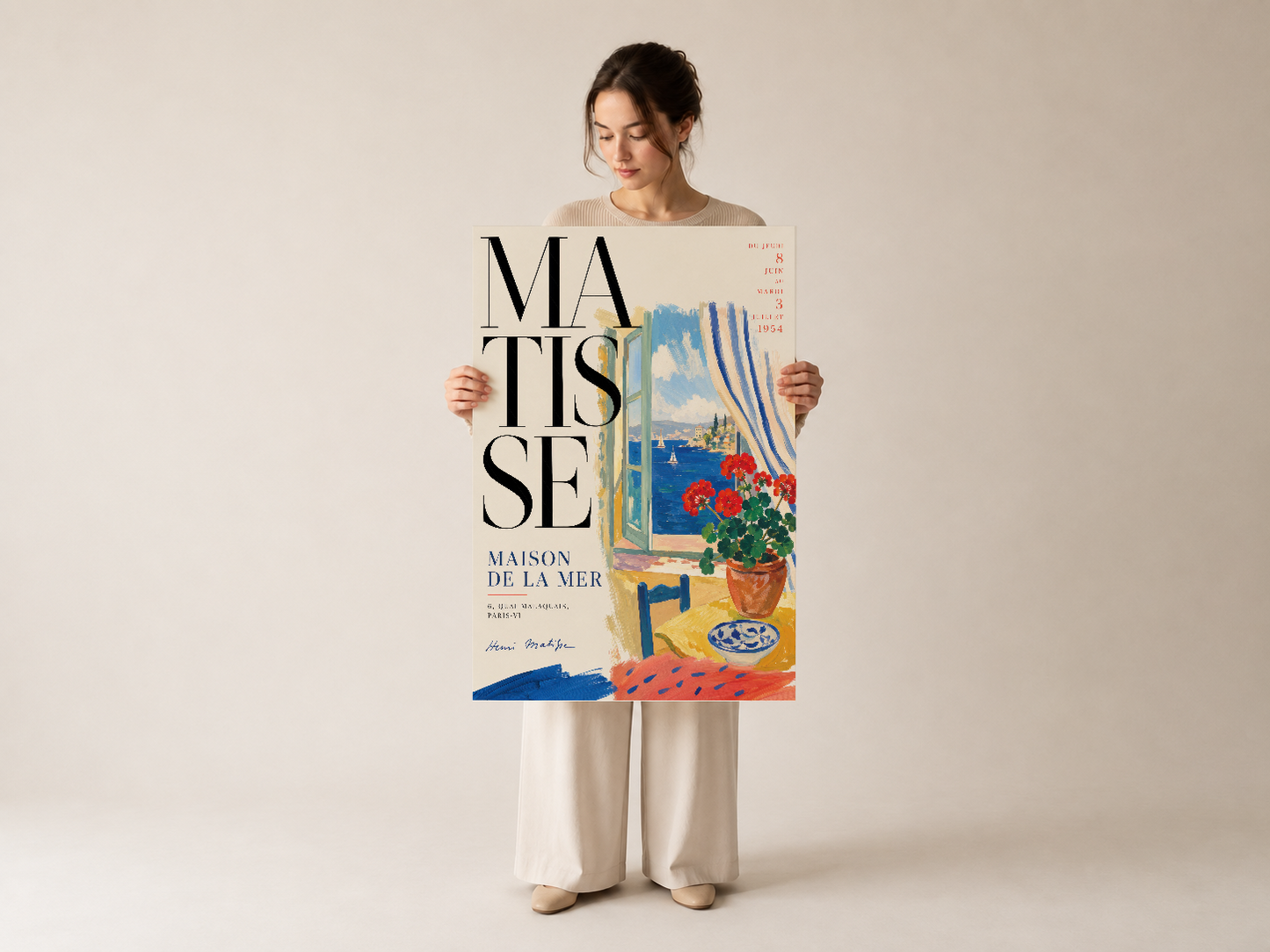 Matisse Maison de la Mer tablosu, çok renkli sanat deco tasarımıyla yapılmış dekoratif duvar posteri.