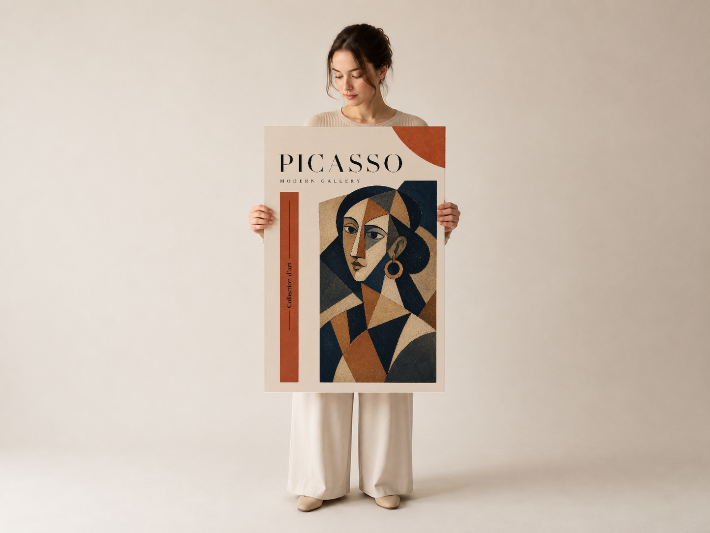 Picasso Modern Gallery baskısı, keskin açılar ve canlı paletinin yanı sıra zarif kontrast sunar.
