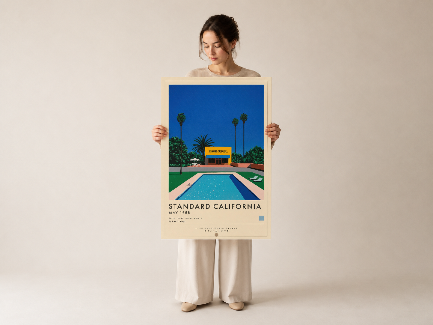 Boho stil California posterı, çerçeveli sanat baskısı, zarif dekoratif duvar parçası.