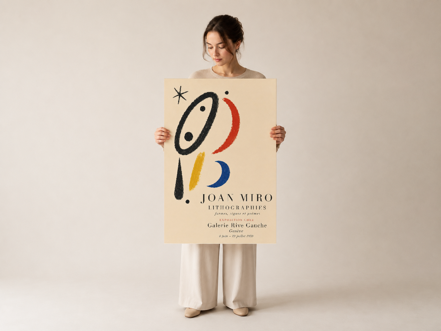 Joan Miro Lithographies posteri, renkli soyut tasarımlı yaratıcı duvar dekorasyonu sanat eseri.