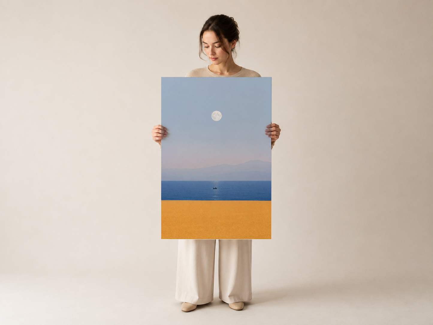 Sade ve şık deniz manzarası baskısı, minimalist dekor tarzına uygun sanat poster tablosu.