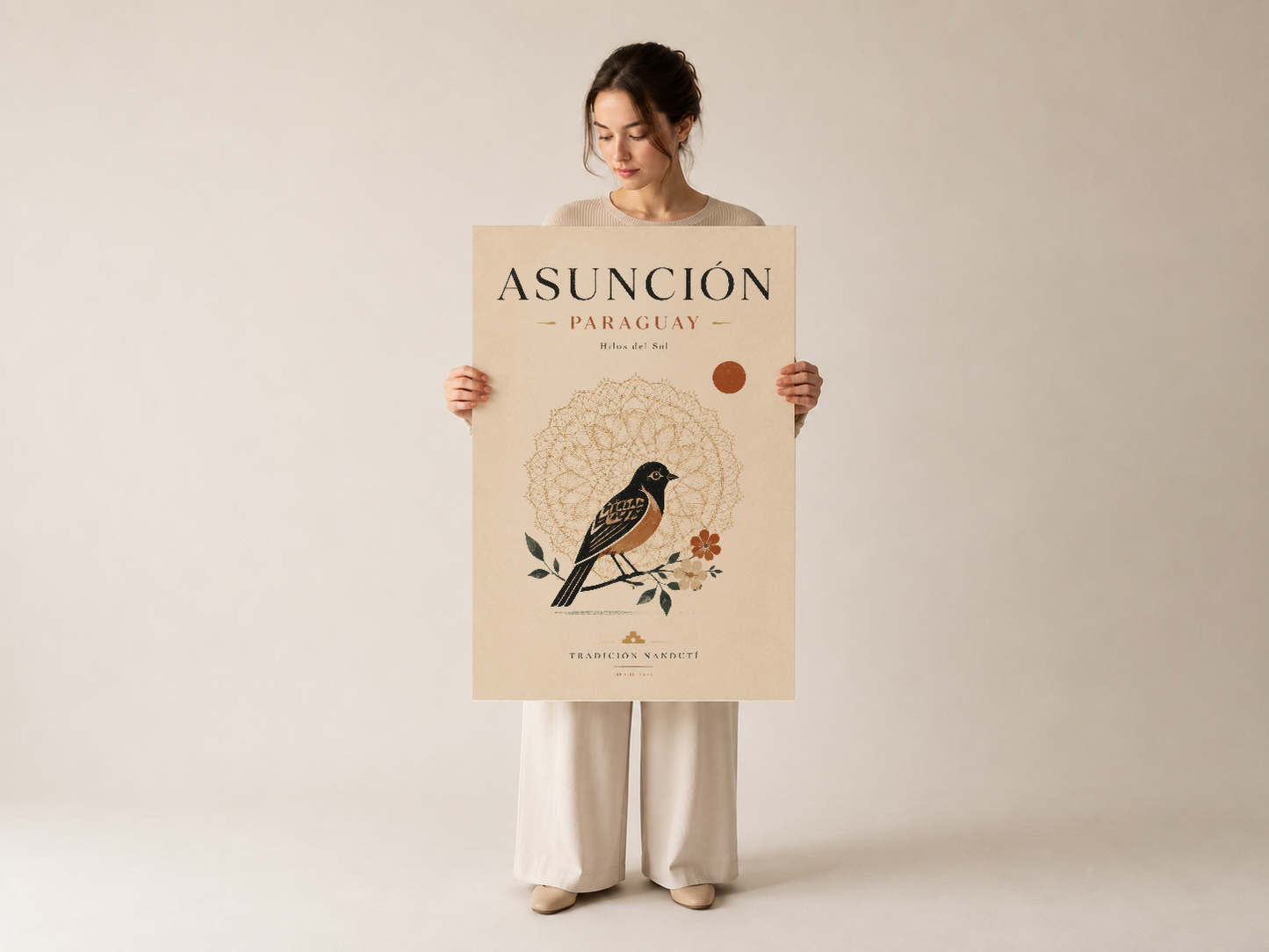 Asunción Paraguay sanat posteri, minimalist kuş tasarımı ile baskılı duvar tablosu.