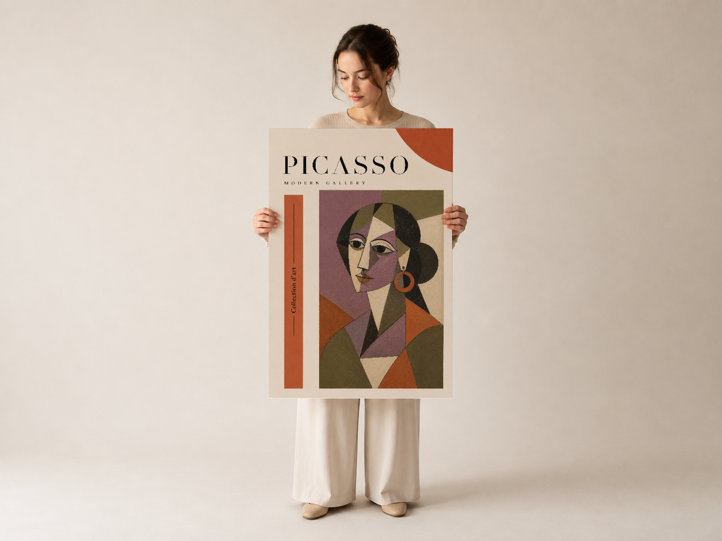 Picasso Modern Gallery tablosu, bold geometrik tasarımı ve modern sanat üslubuyla ev dekorasyonunun merkezi noktası olarak.