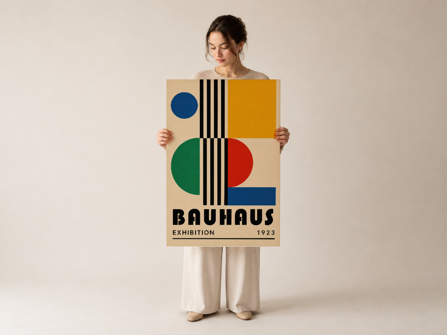 Özgün Bauhaus sergisi 1923 duvar tablosu, avangard tasarım ve tarihsel sanat hareketi simgesi.