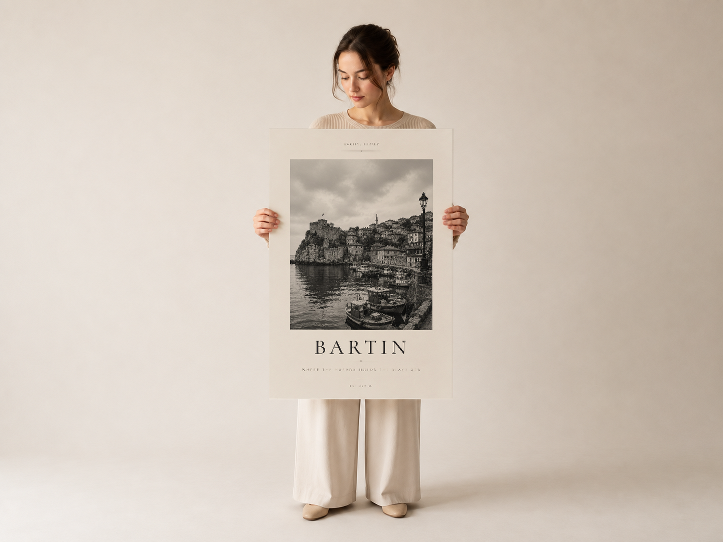 Bartin deniz manzarası konulu minimalist poster, klasik sanat baskı kalitesi.