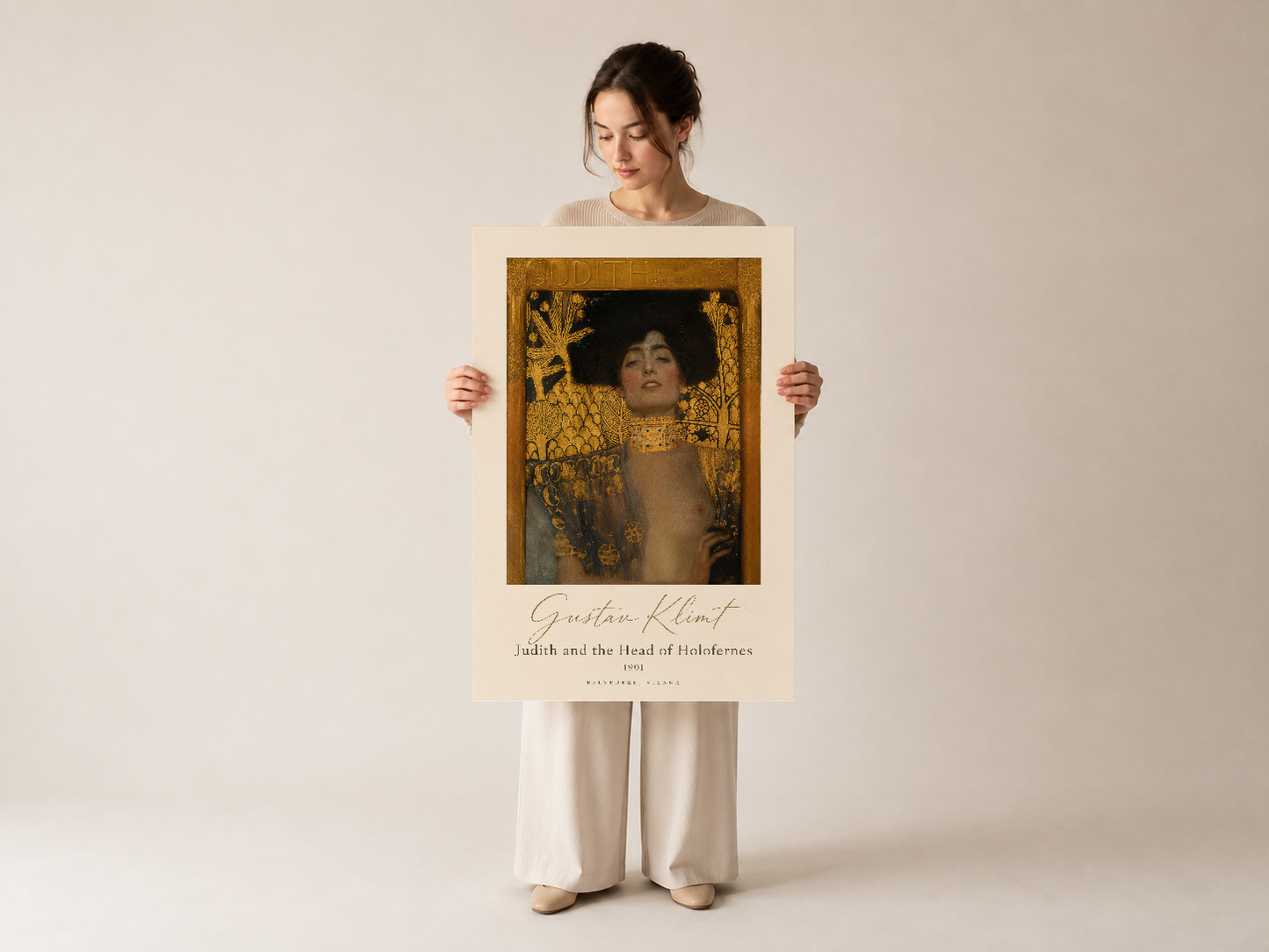 Klimt'in çalışmasının sanat kalitesi, poster formatında gösteriliyor.