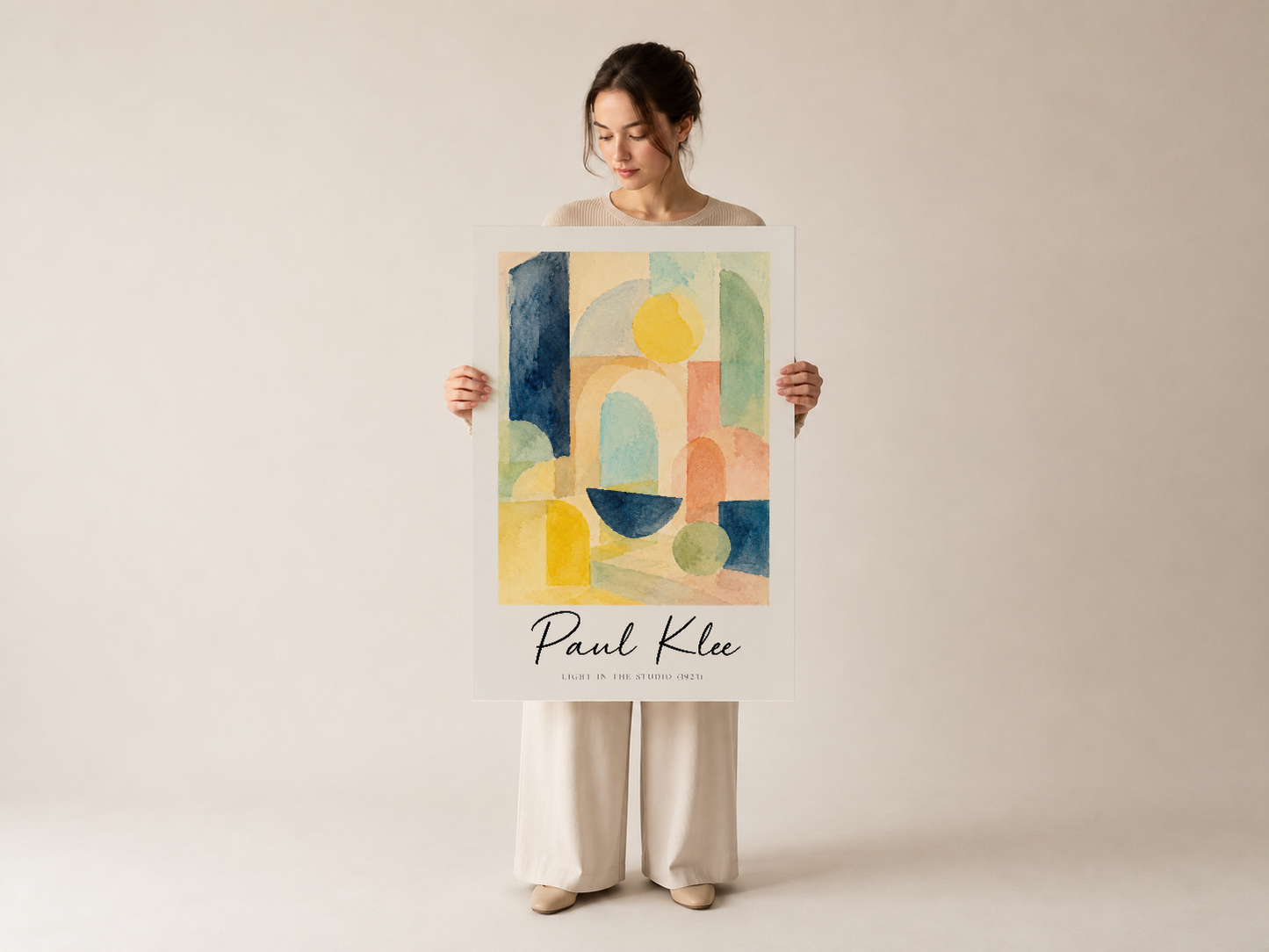 Paul Klee'nin modernist eserinin baskısı, çok renkli geometrik tasarımıyla.