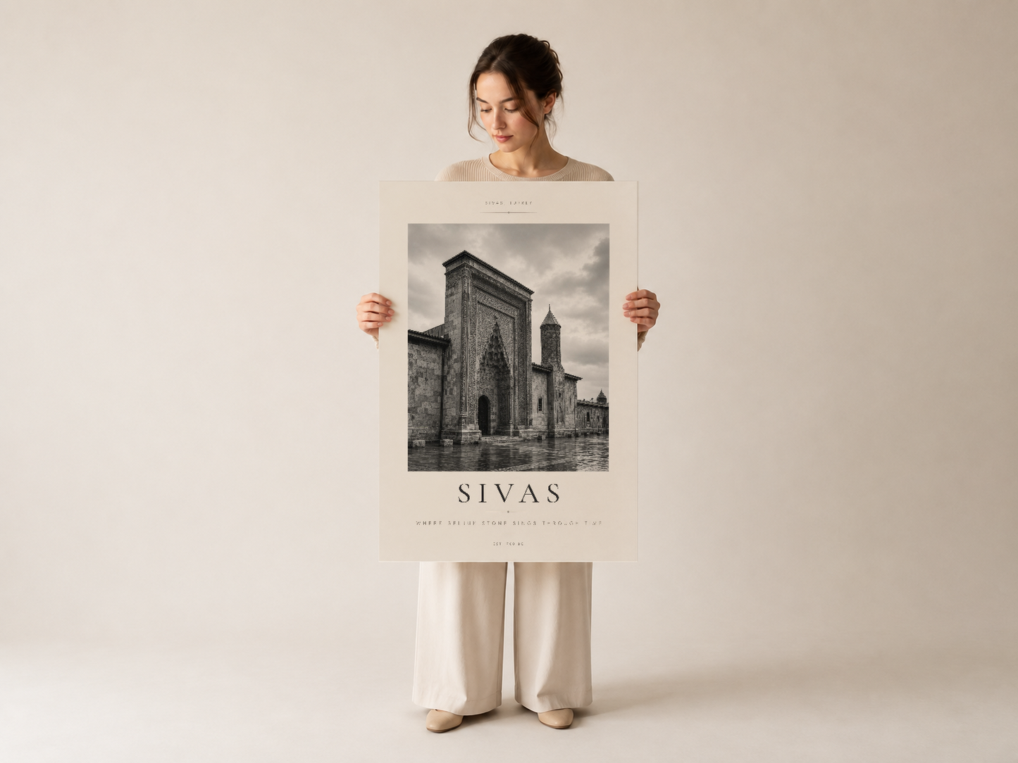 Sivas Türkiye poster, kadın tarafından gösterilen tasarım duvar tablosu sanat baskısı.