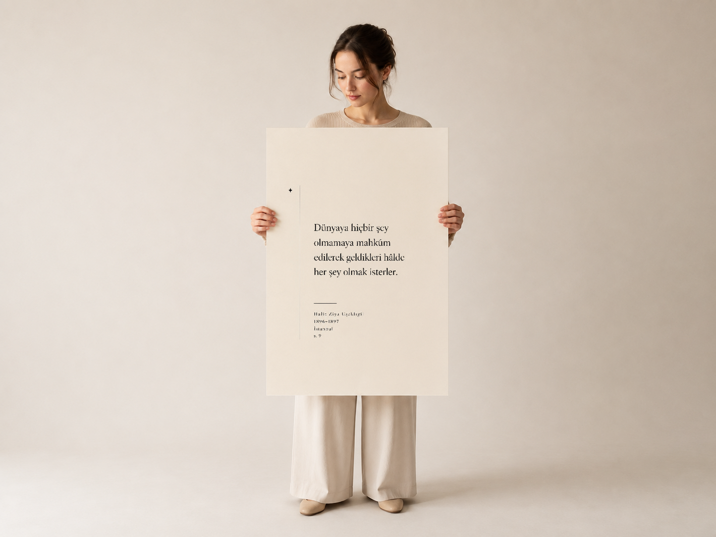 Minimalist türkçe metin posteri, seçkin ve insancıl tasarımıyla dikkat çekiyor.