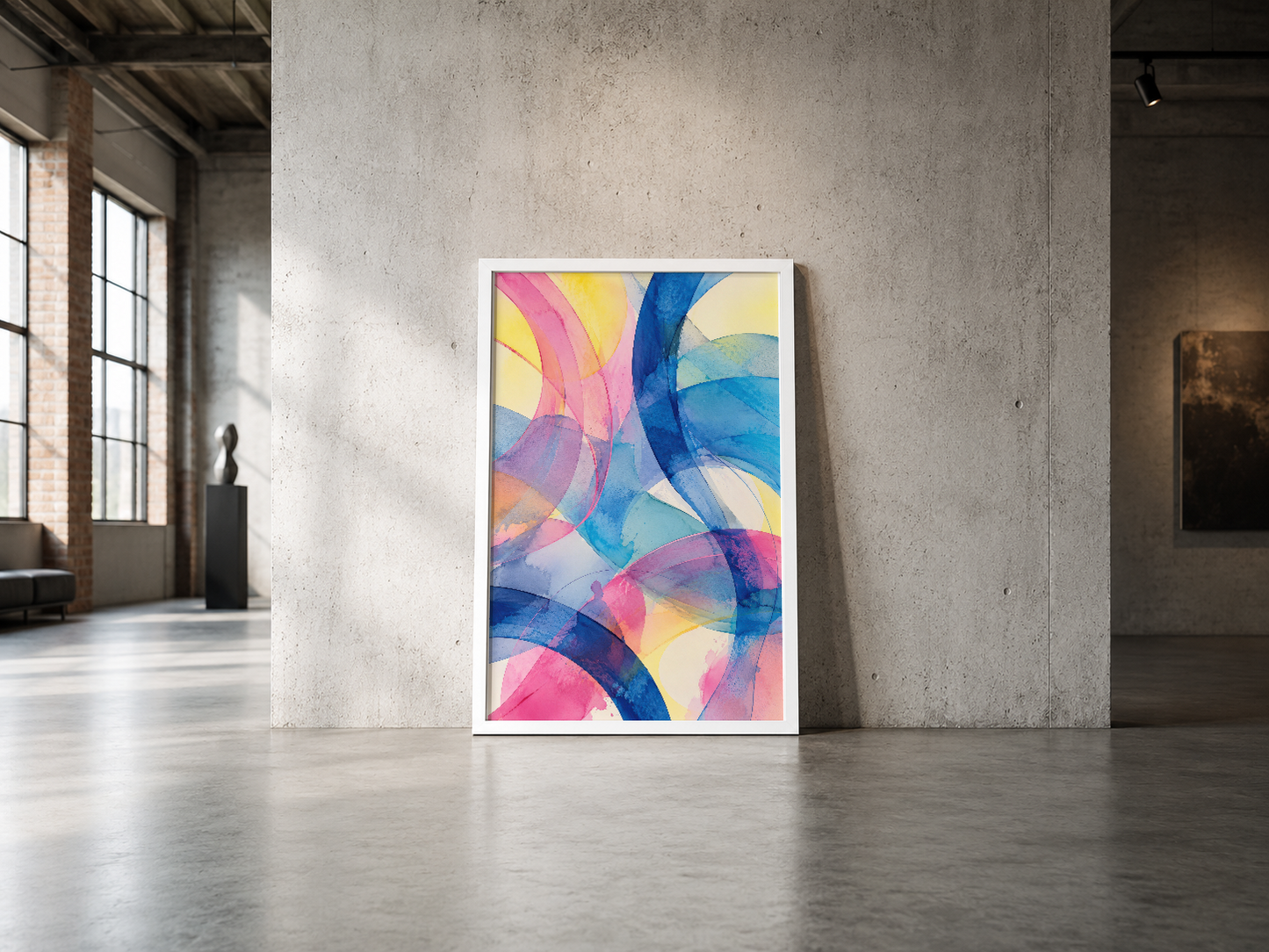 Soyut akışkan tasarımlı poster, pastel renkler ve yumuşak eğrilerle modern minimalist dekorasyon.