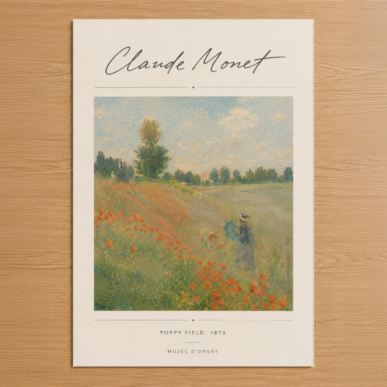 Monet'nin ikonik Gelincik Tarlası tablosu, kızıl çiçeklerin dalgalandığı sakin bir kır manzarası.