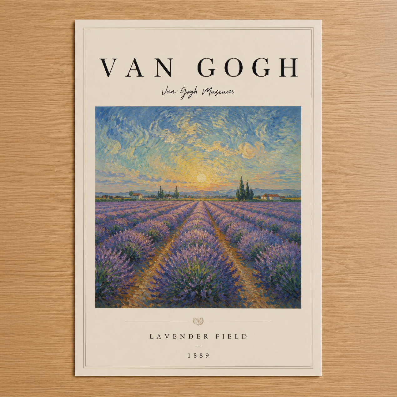 Van Gogh'un 1889 tarihli Lavanta Tarlası tablosu, geniş perspektifle çiçek tarlasını gösteriyor.