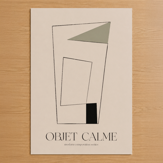 Objet Calme modern sanat tablosu, geometrik şekiller ve pastel tonlarla minimalist tasarım