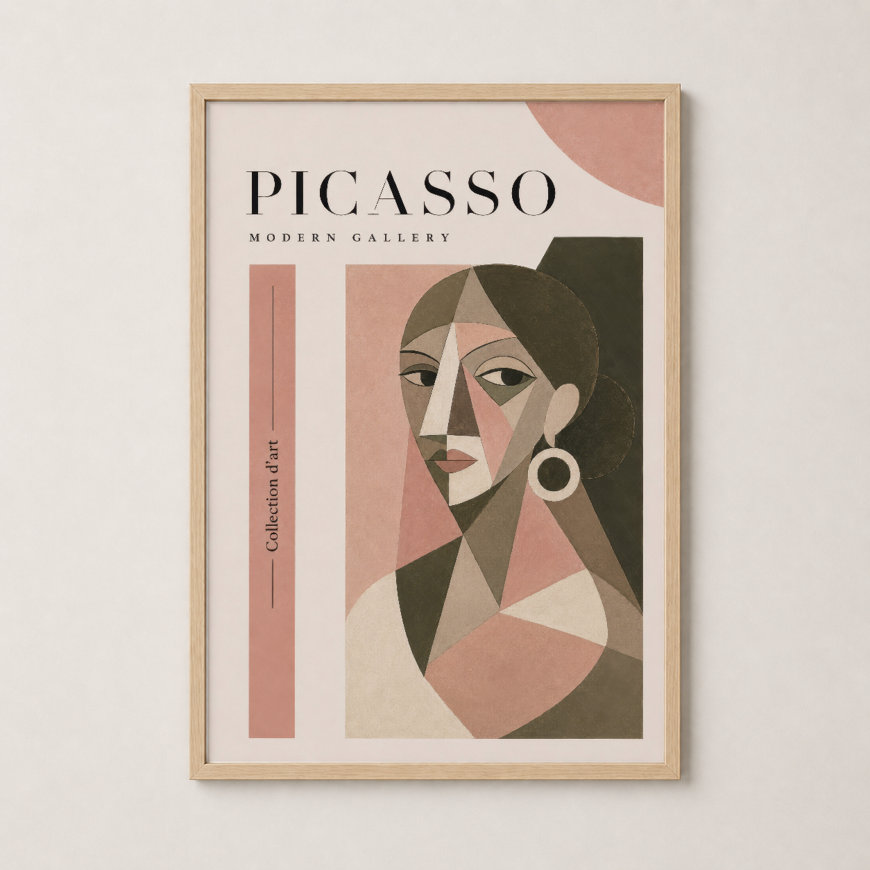 Picasso esintili portre, ahşap çerçevede, oturma odasına uygun modern sanat baskısı