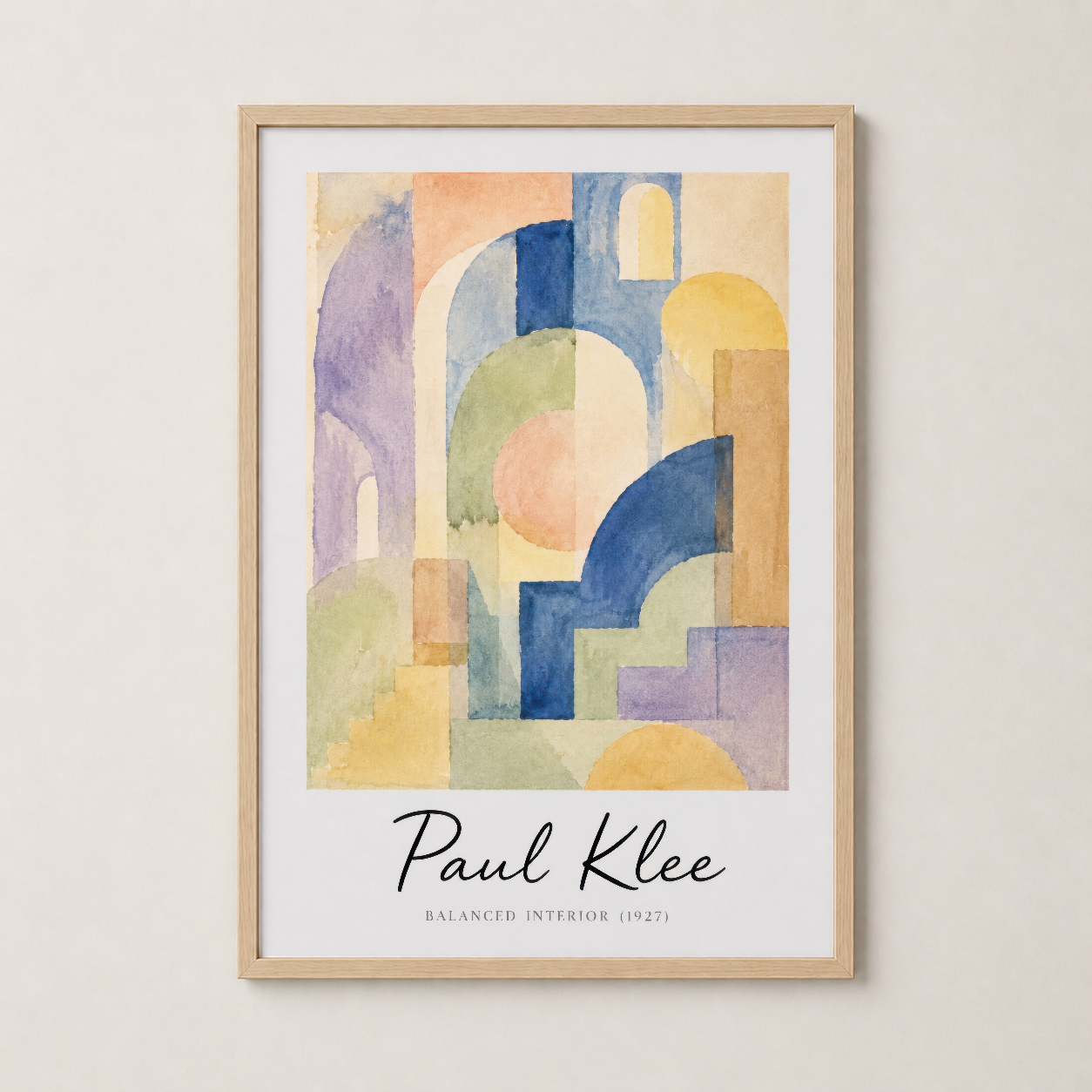 Paul Klee tablosu ahşap çerçevede, sıcak tonlarıyla minimalist dekorasyon için ideal bir seçim.