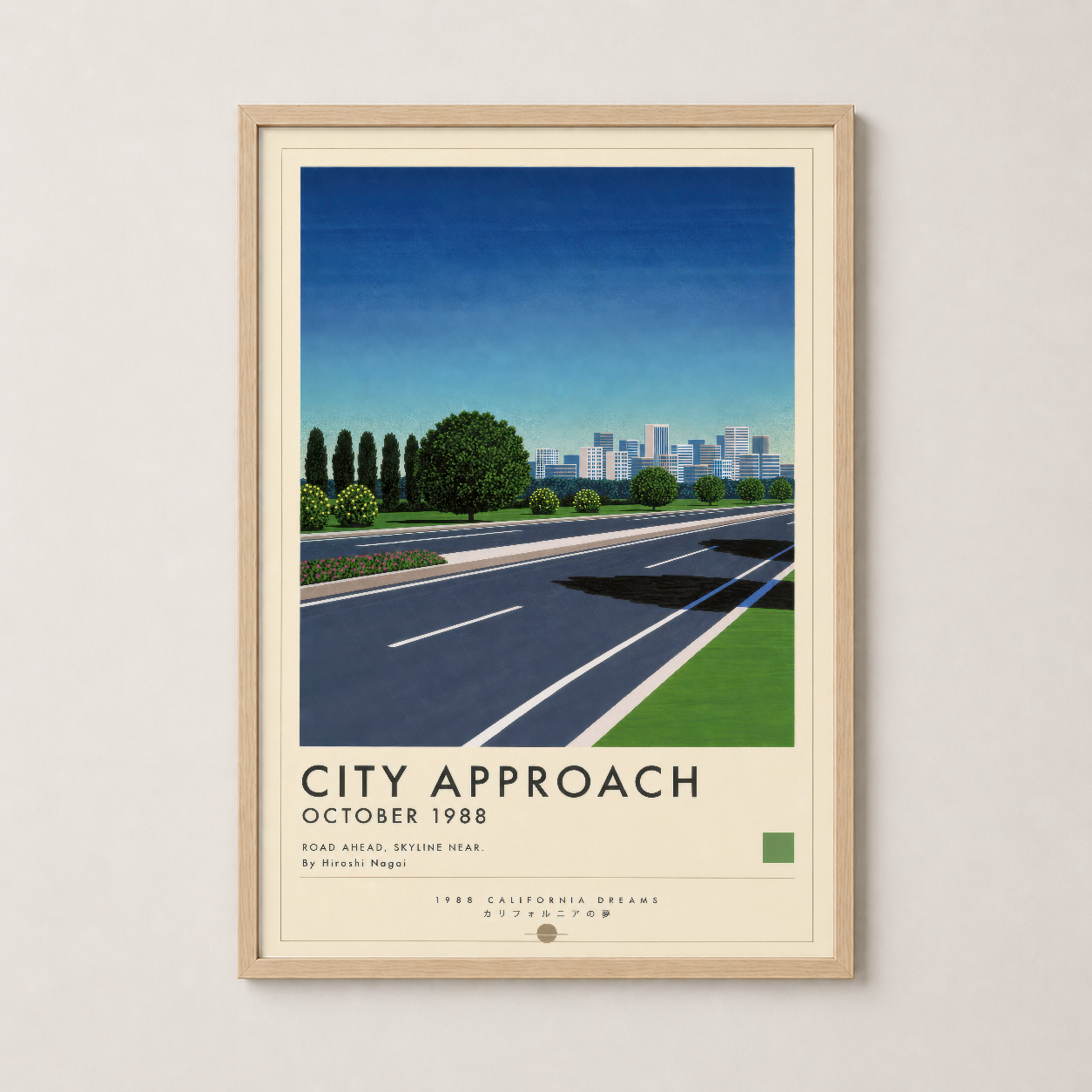 City Approach duvar tablosu ahşap çerçevede, 1988 California Dreams koleksiyonundan güncel sanat eseri