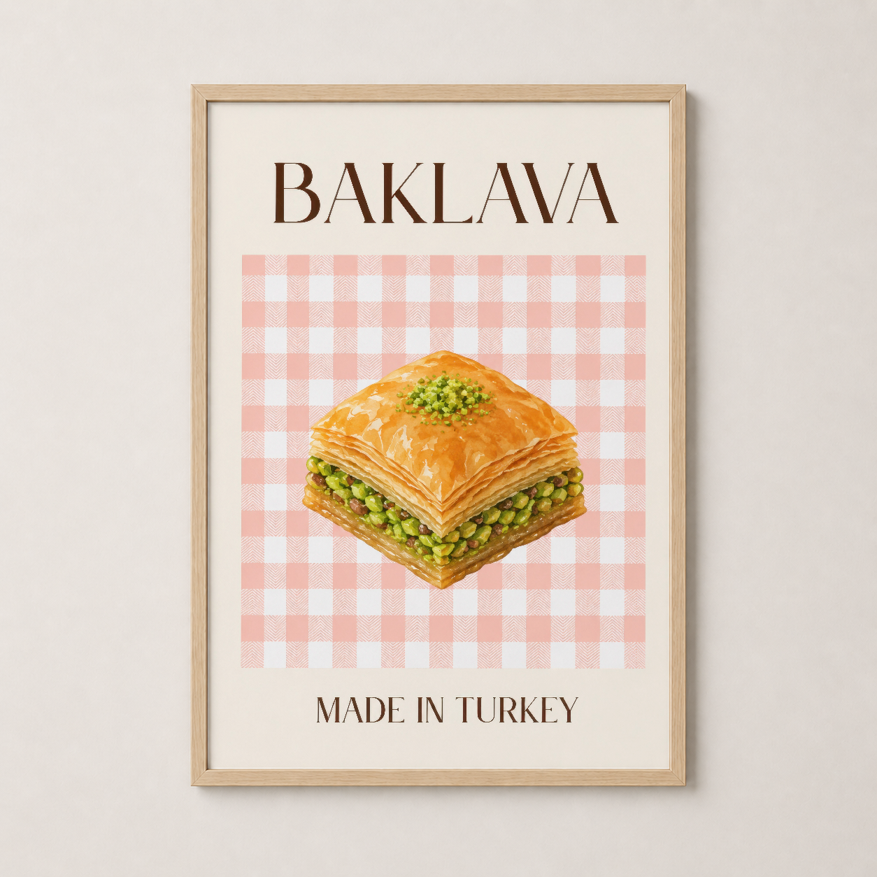 Krem Yeşil Baklava Mutfak Temalı Duvar Tablosu