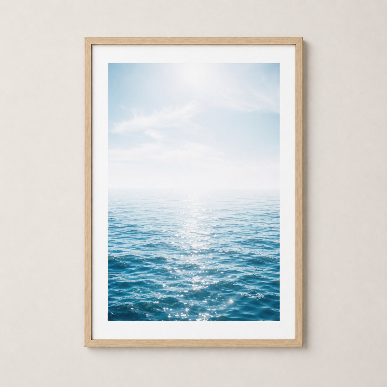 Mavi Beyaz Sakin Deniz Manzarası Minimalist Duvar Tablosu