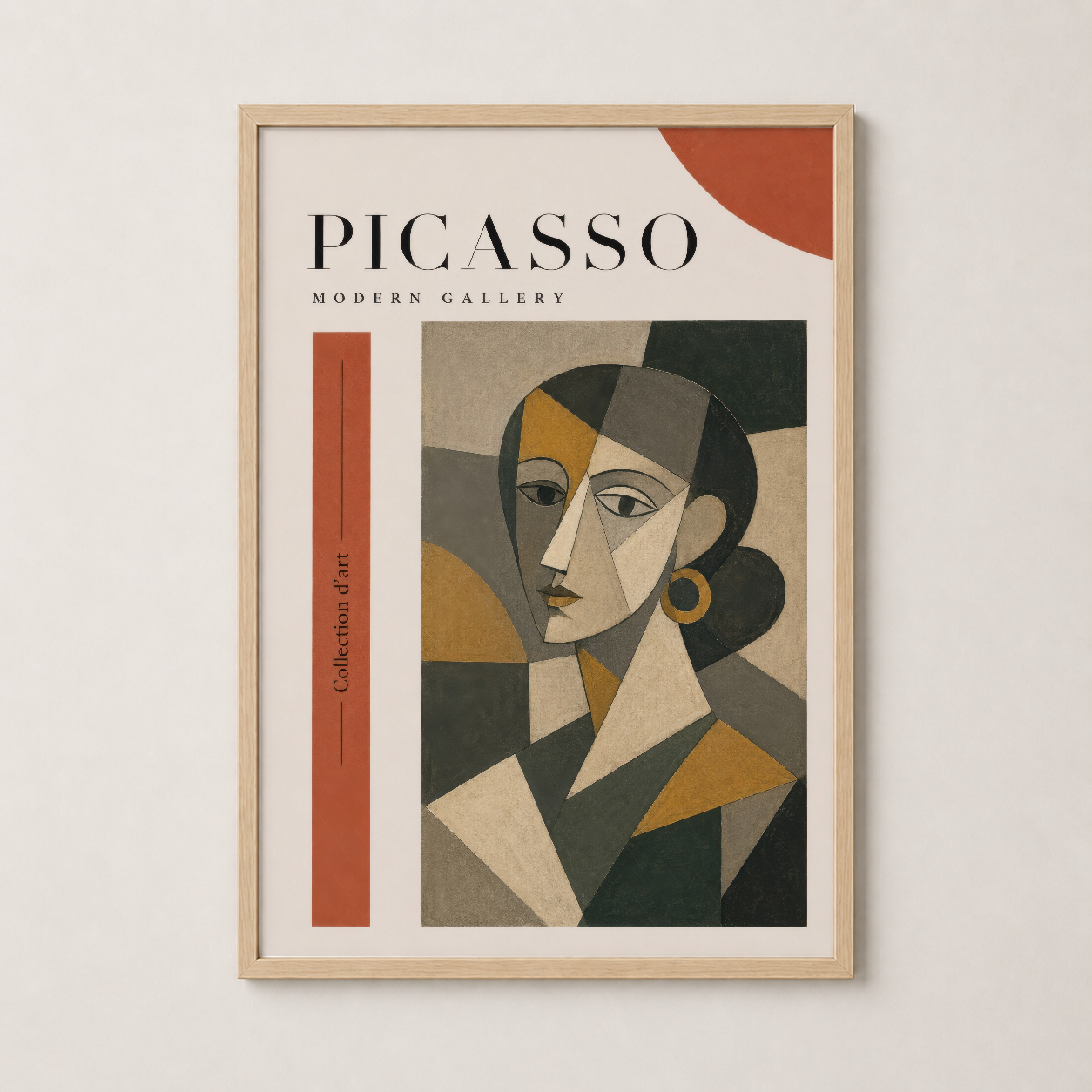 Picasso Modern Gallery tablosu ahşap çerçevede, geometrik yüz sanat, duvar tablosu, dekorasyon.