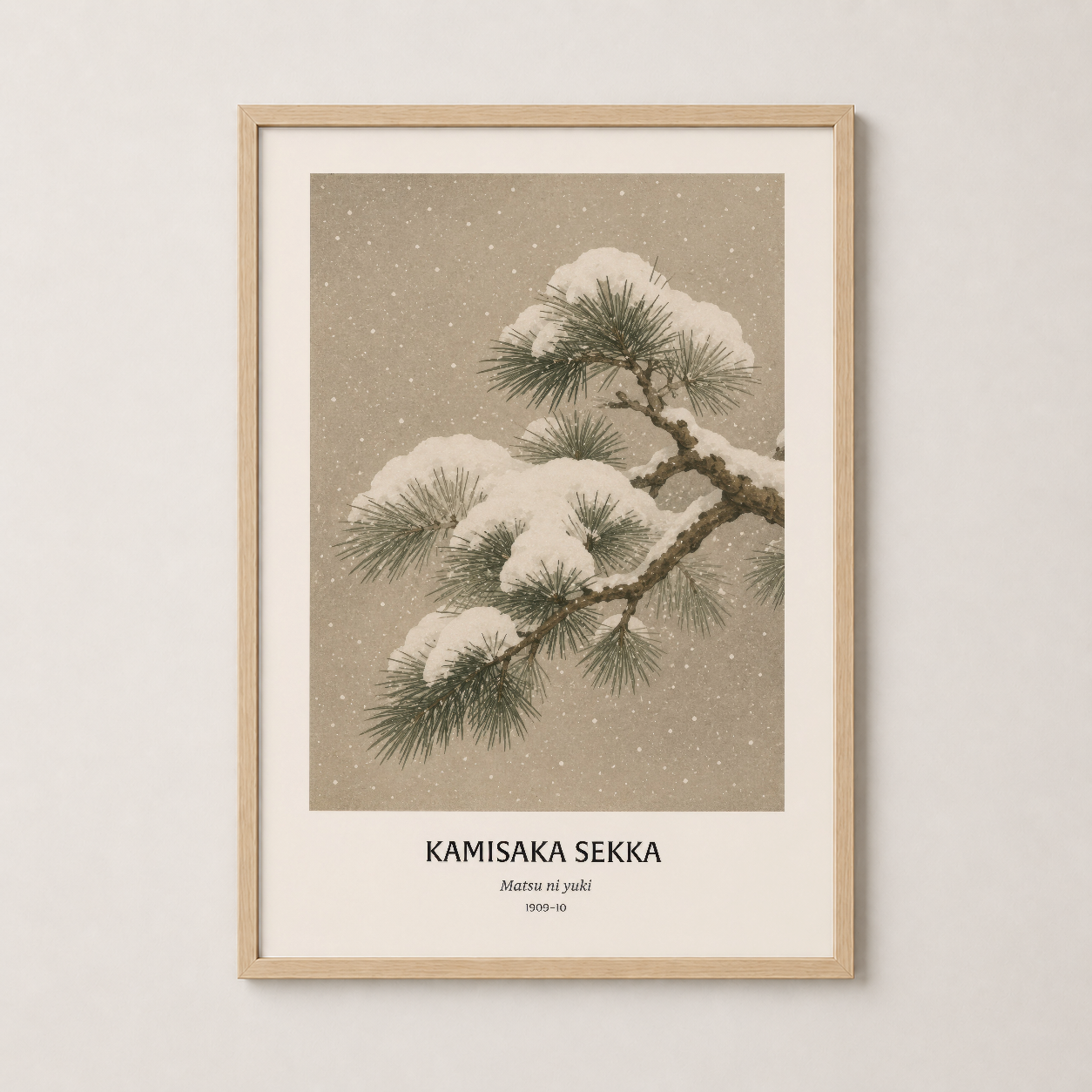 Ahşap çerçeveli Kamisaka Sekka tablosu, kış doğasının poetik temsiline sahiptir.