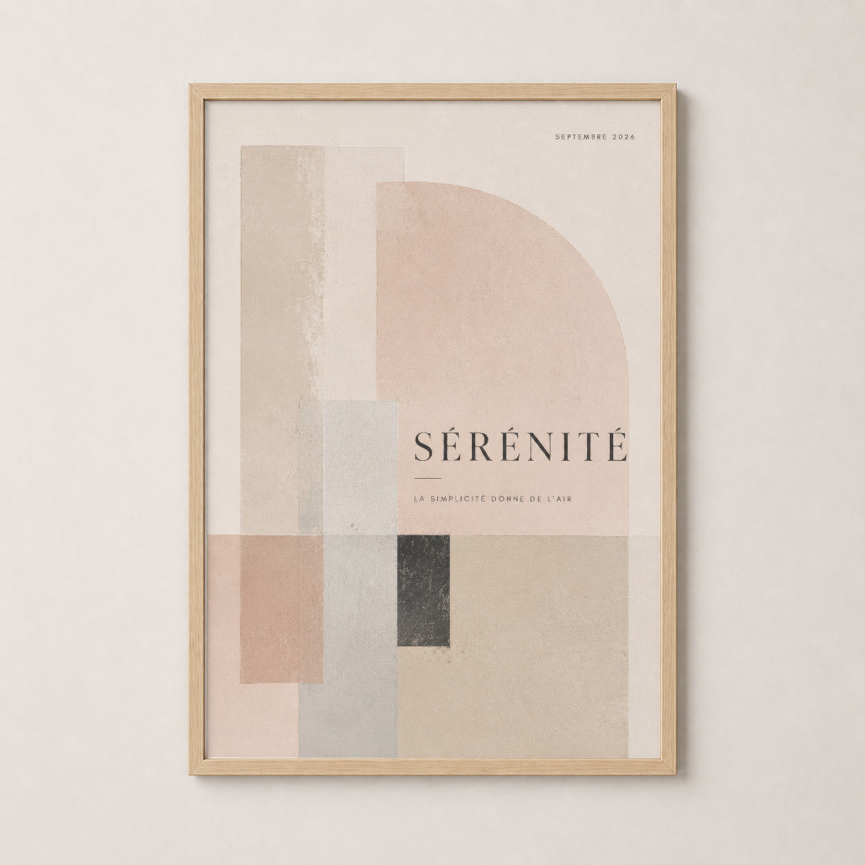 Bej Gri Geometrik Soyut Minimal Duvar Tablosu
