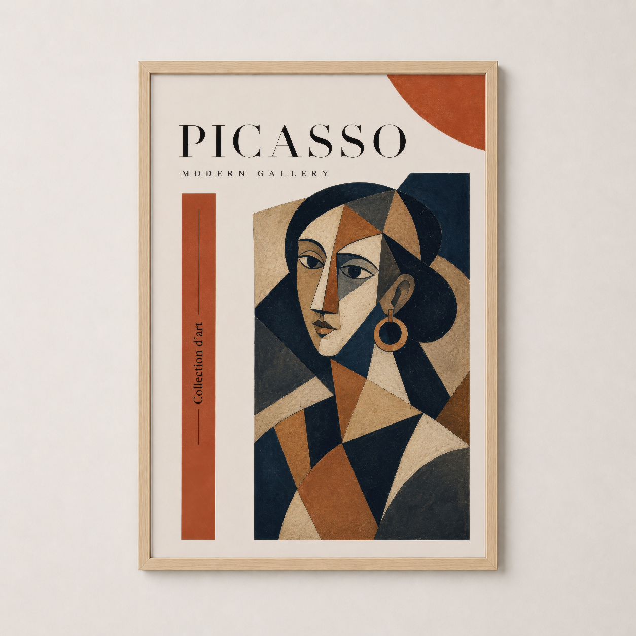 Ahşap çerçeveli Picasso tablosu, soyut portre stilleriyle ısıl ve doğal mekan dekorasyonunda sanat galerisinin alanını