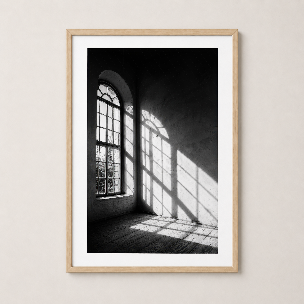 Siyah Beyaz Pencere Işığı Minimalist Duvar Tablosu