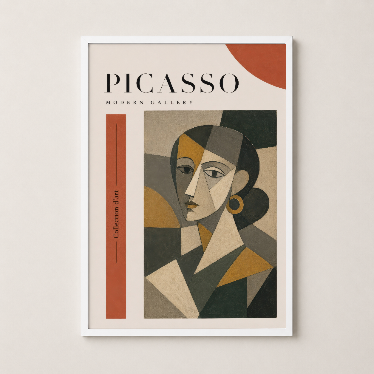 Picasso Modern Gallery tablosu beyaz çerçevede, sanat eseri, modern galeri posteri, ev dekoru.