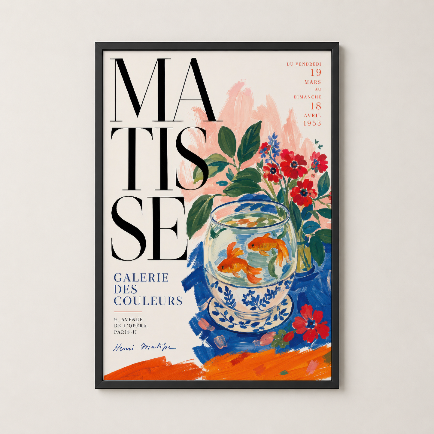 Matisse posteri siyah çerçevede, sanat galerisi afişi, retro çiçek ve porcelain vazo tasarımı, duvar sanatı koleksiyonu