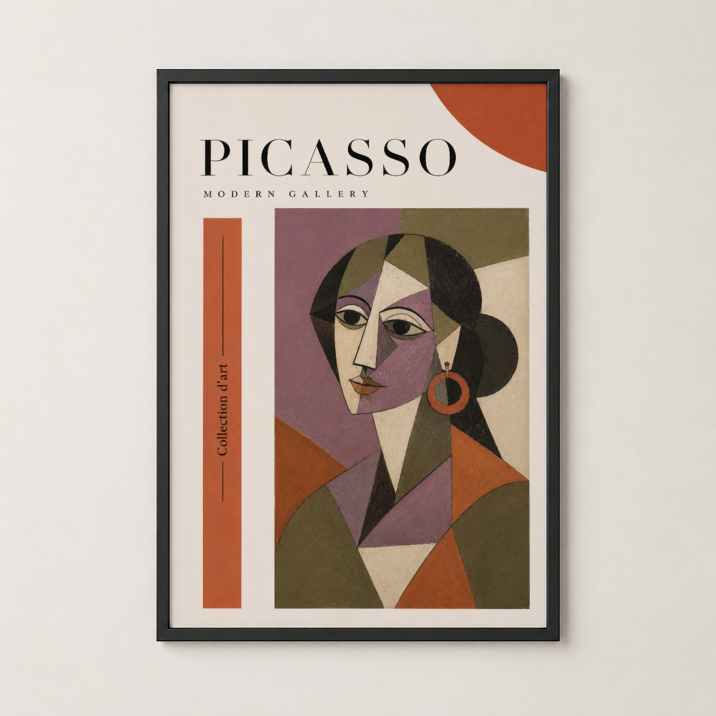 Siyah çerçeveli, Picasso Modern Gallery serisi geometrik portre duvar tablosu, çağdaş iç dekorasyon için.