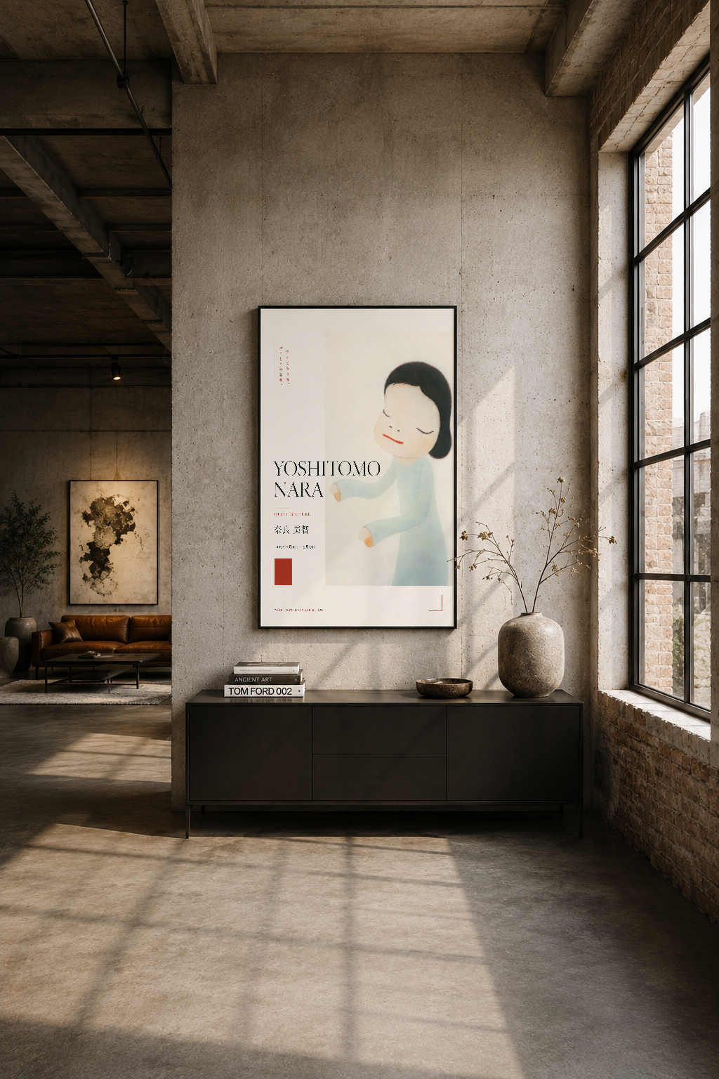 Krem Turkuaz Minimalist Japon Sanatı Duvar Tablosu