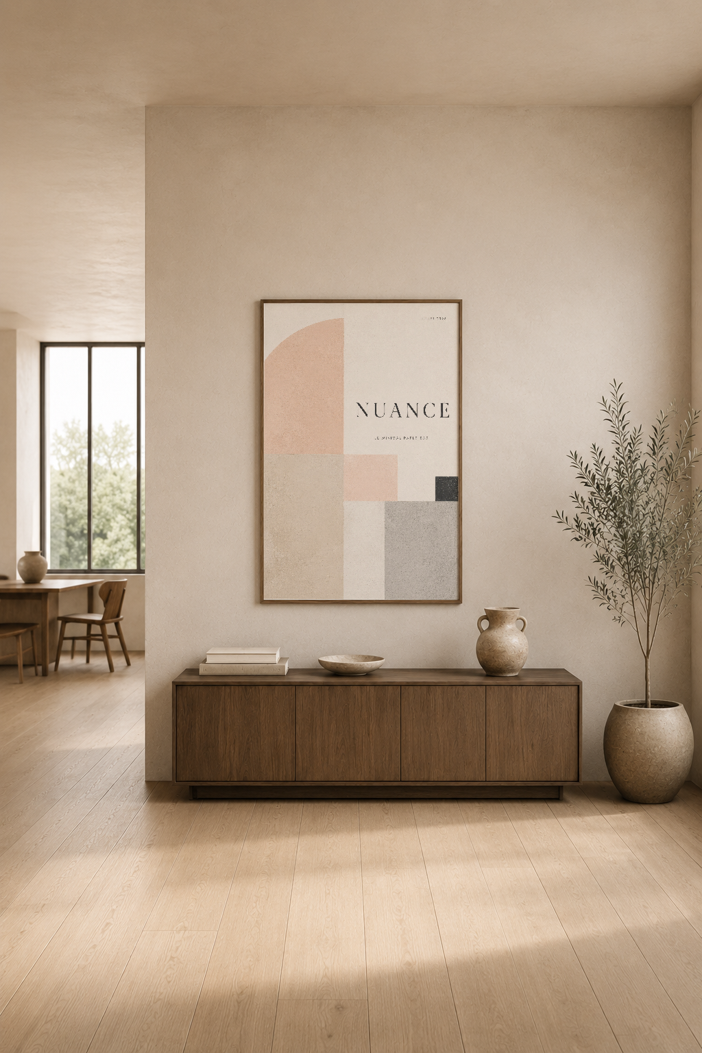 Nuance sanat tablosu, modern oturma alanında yer aydınlatması yapan bir duvar dekoru.
